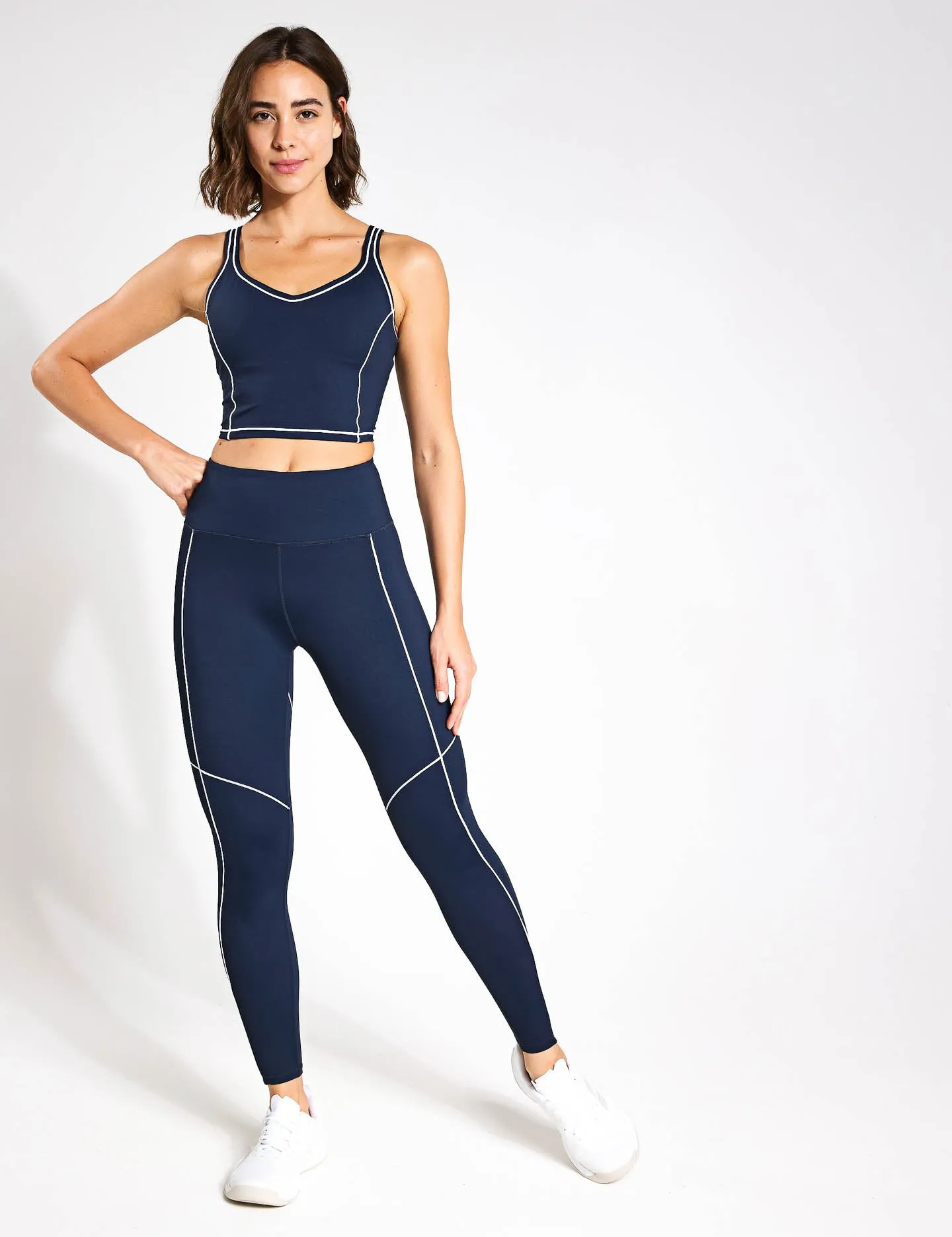 Amara Sports Bra - Navy Blue/White