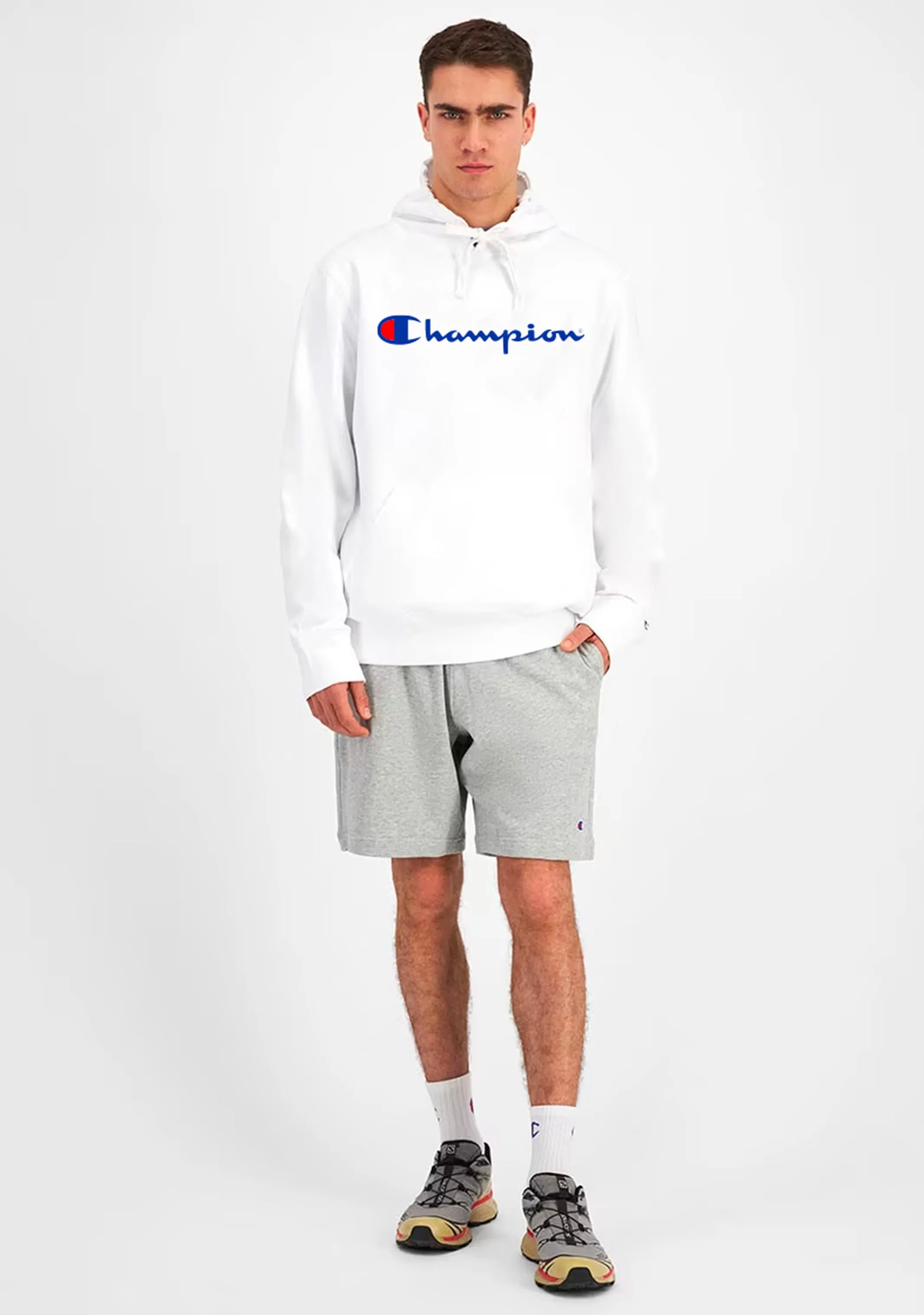 Champion Men's Script Logo Hoodie White