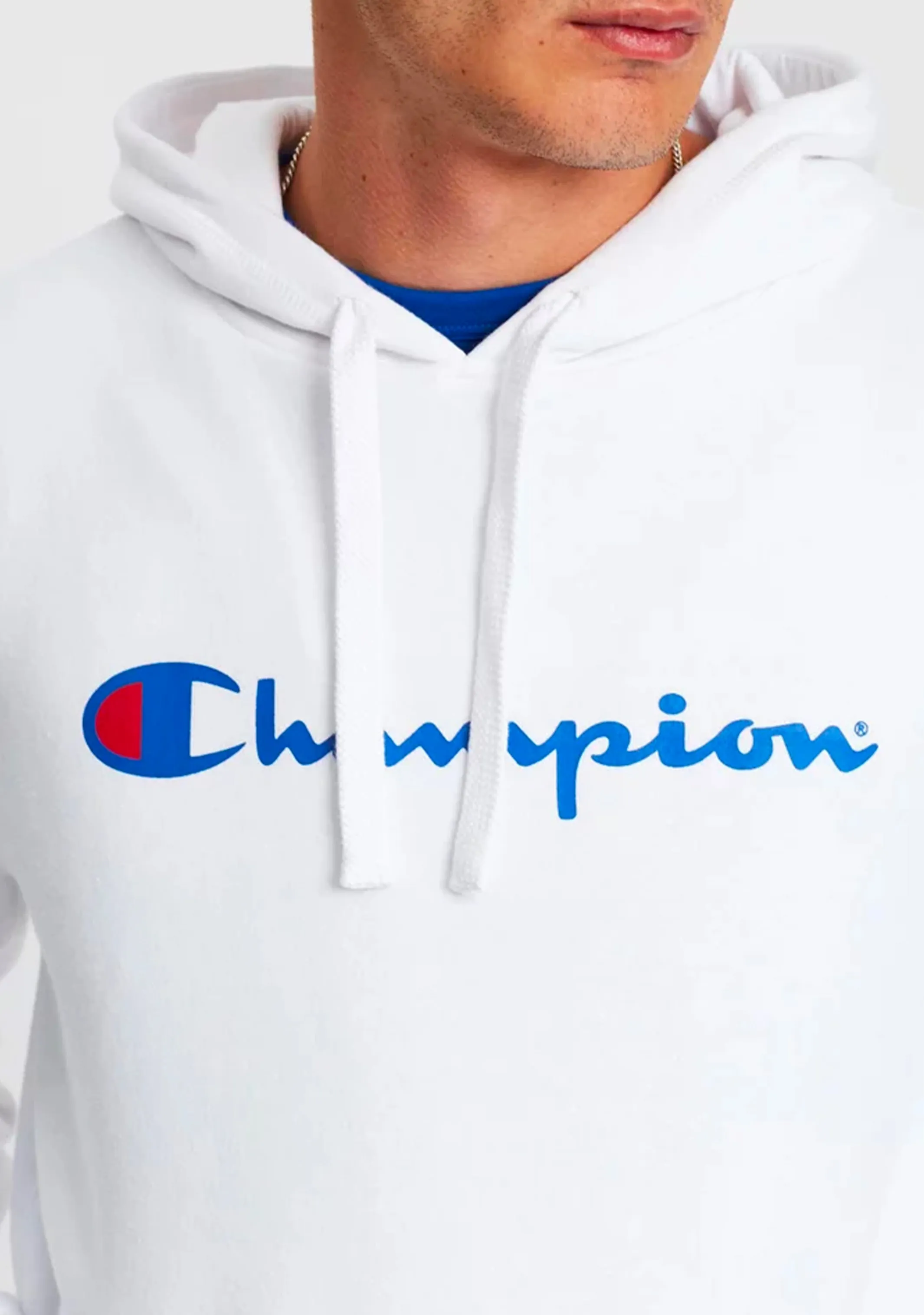 Champion Men's Script Logo Hoodie White