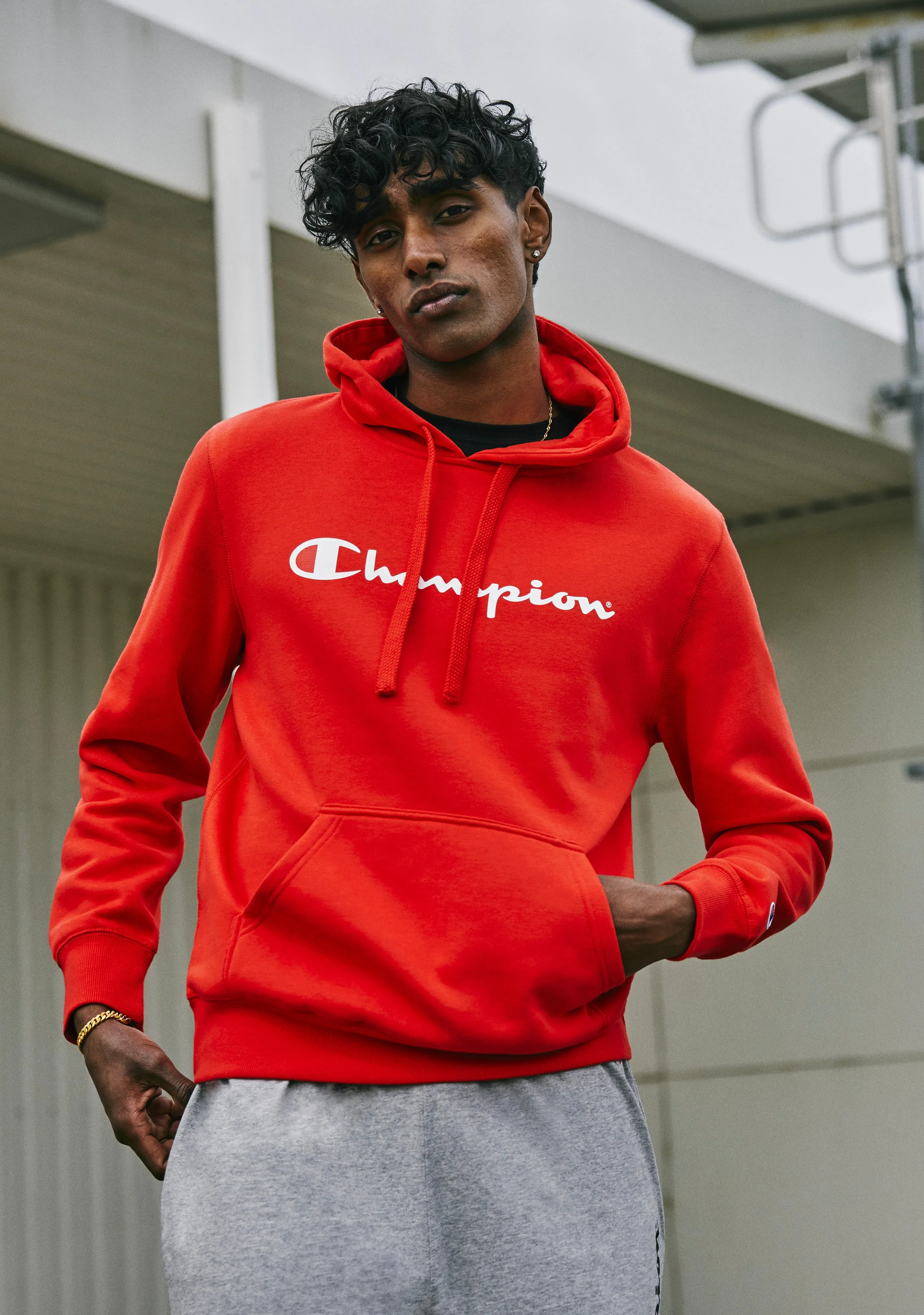 Champion Mens Script Logo Hoodie