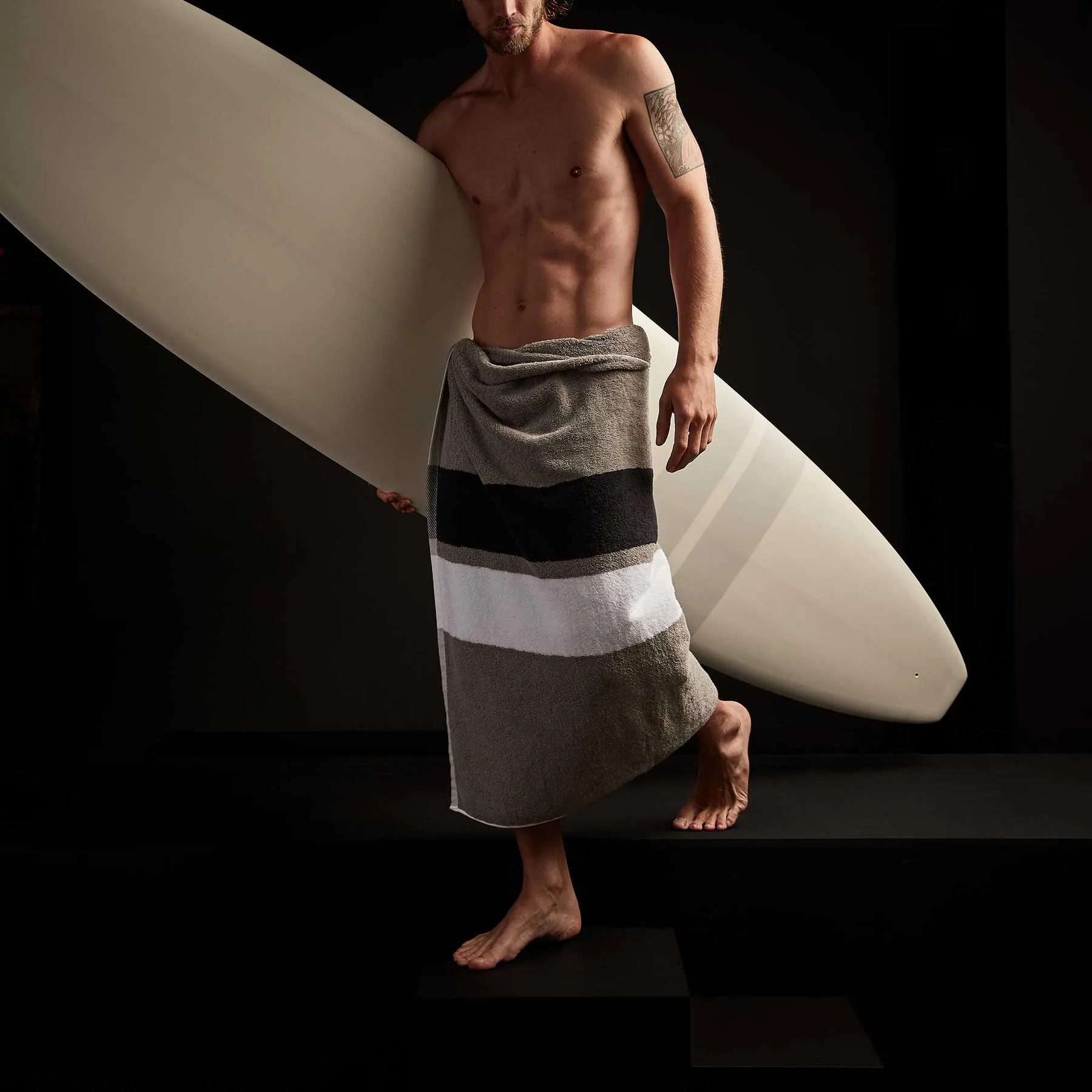 Classic Longboard  7'10 - Matte White & Grey Stripe