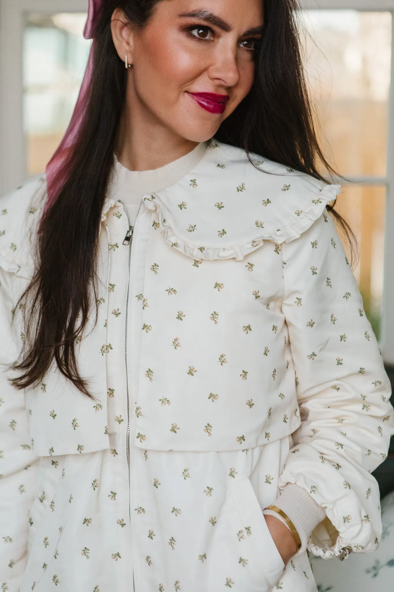 Clementine Raincoat in Cream Floral