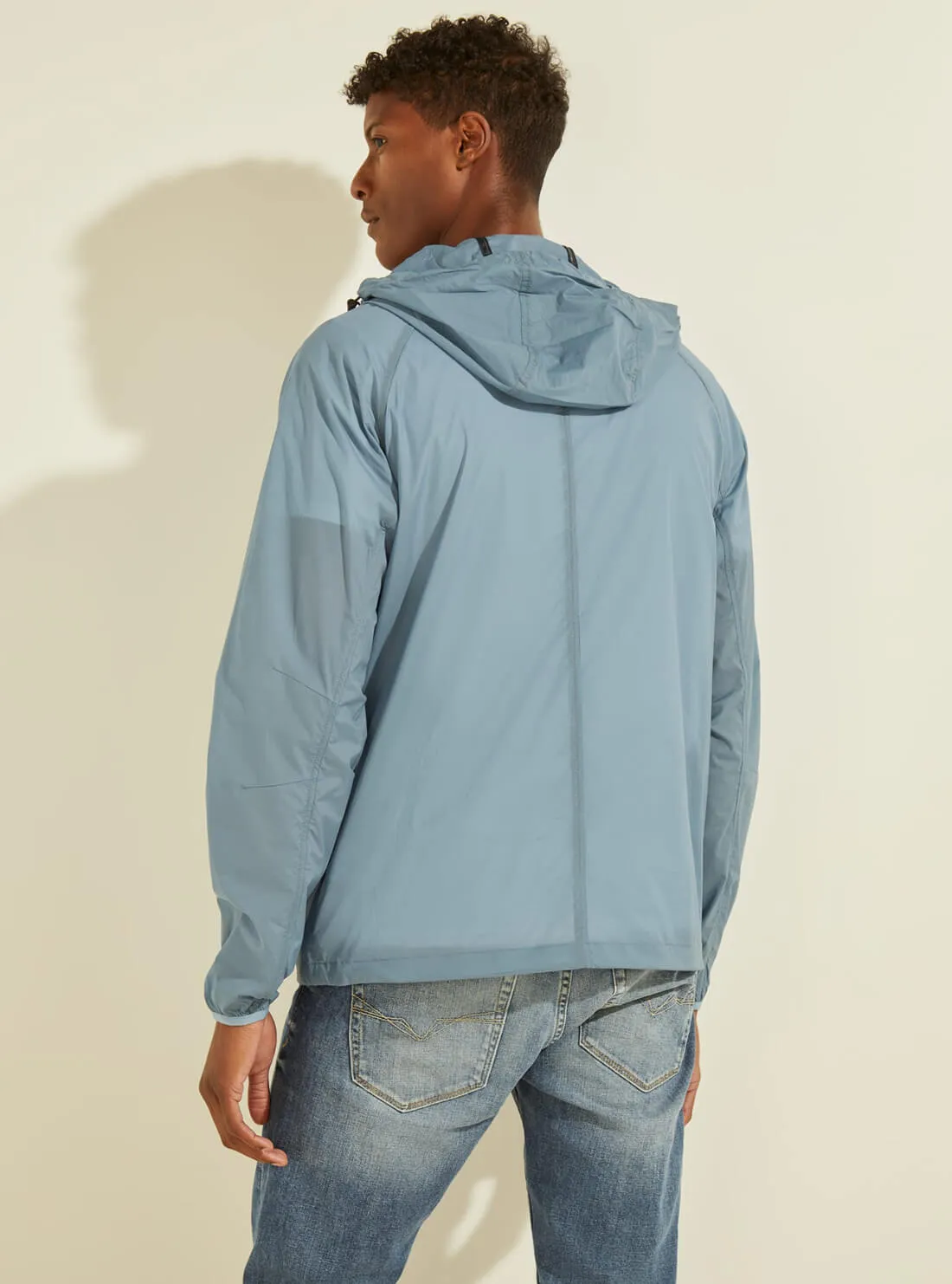 Cloud Blue Nylon Logo Windbreaker Jacket