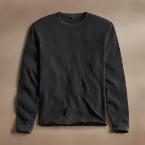 Cotton Linen Waffle Crew - Magma