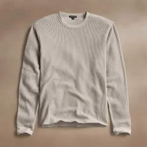 Cotton Linen Waffle Crew - Salt