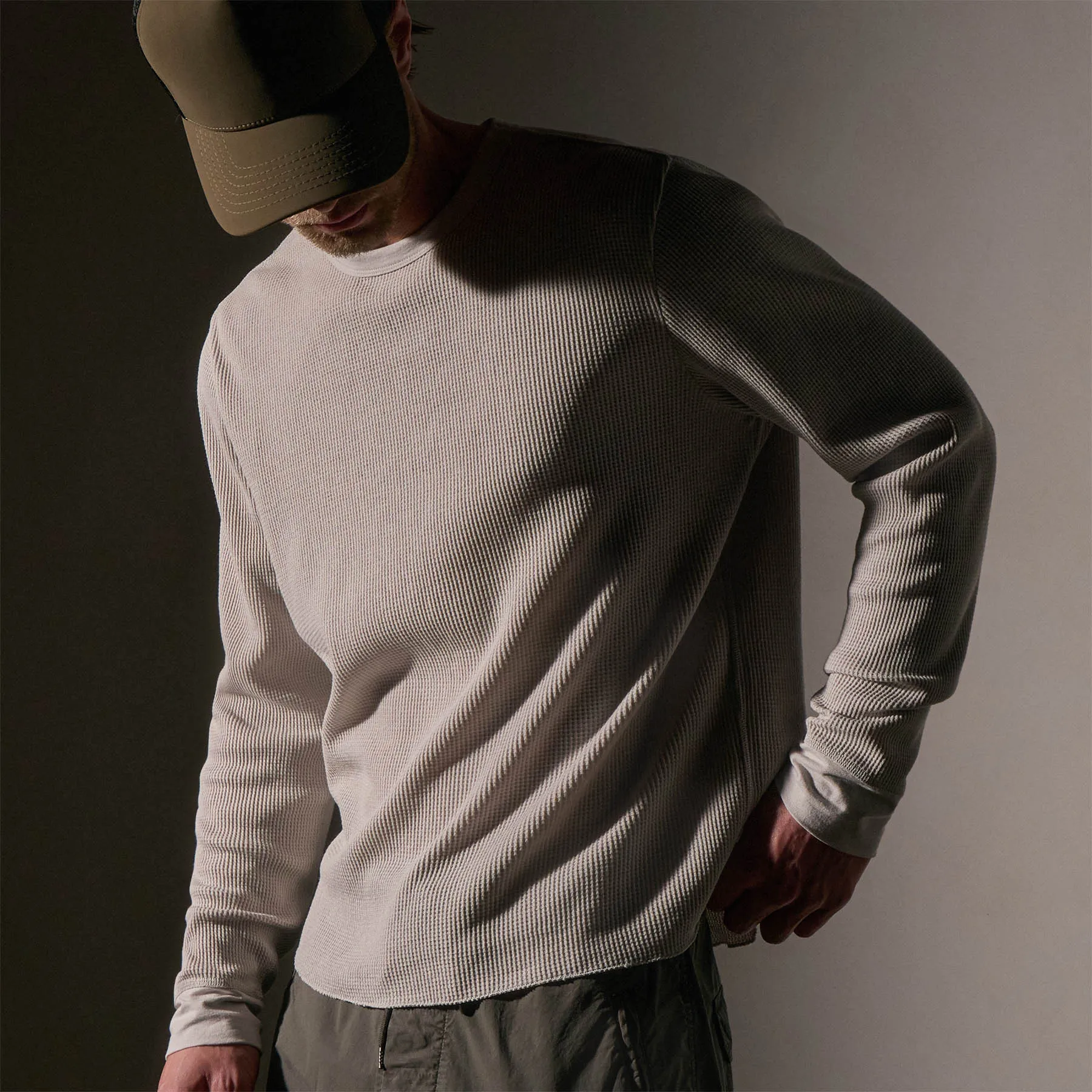 Cotton Linen Waffle Crew - Salt