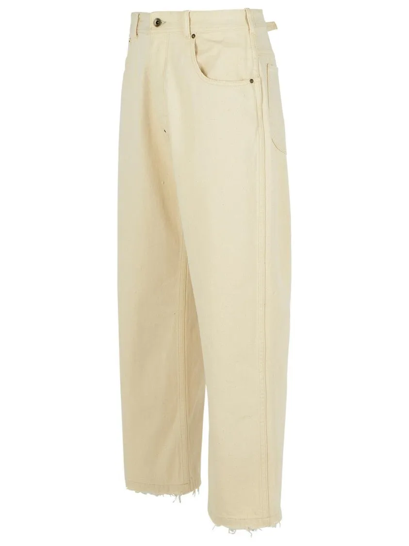 'Cropped' Beige Cotton Jeans