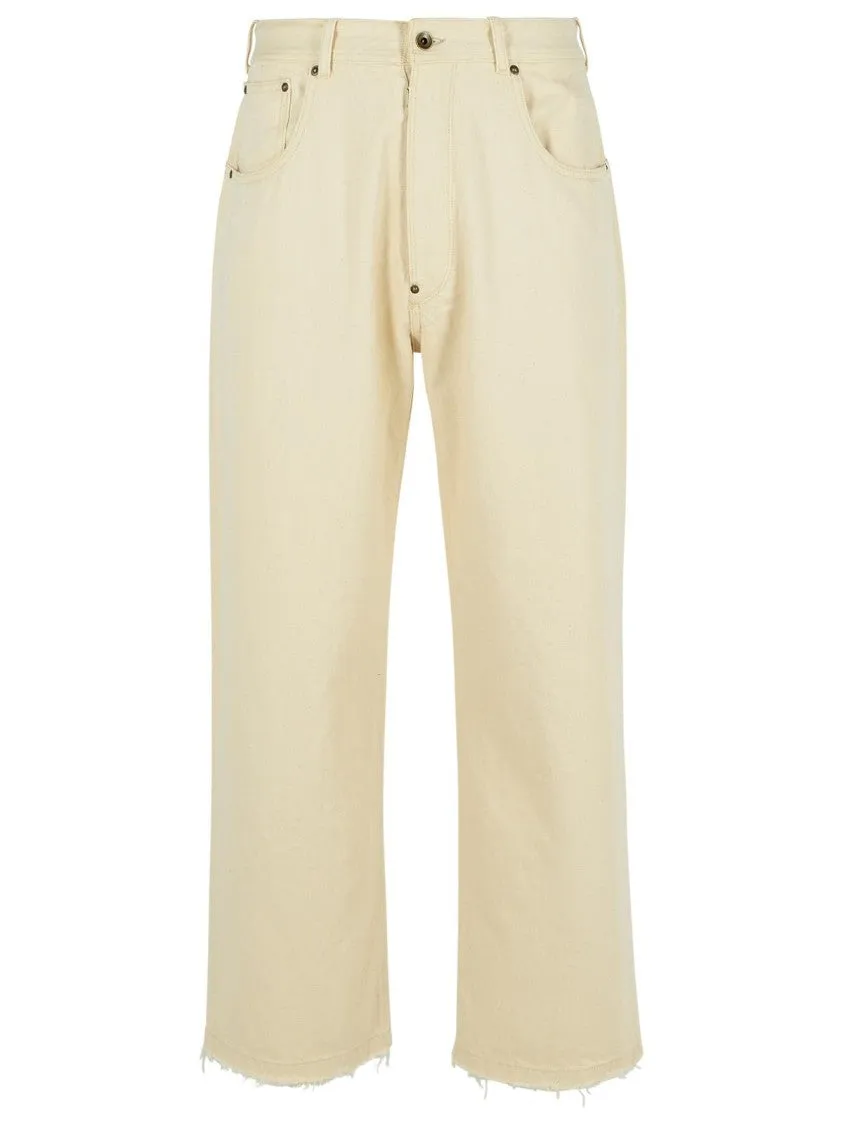 'Cropped' Beige Cotton Jeans
