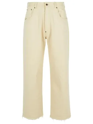 'Cropped' Beige Cotton Jeans