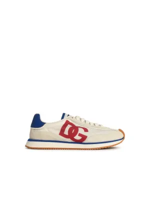 'Cushion' White Leather Blend Sneakers