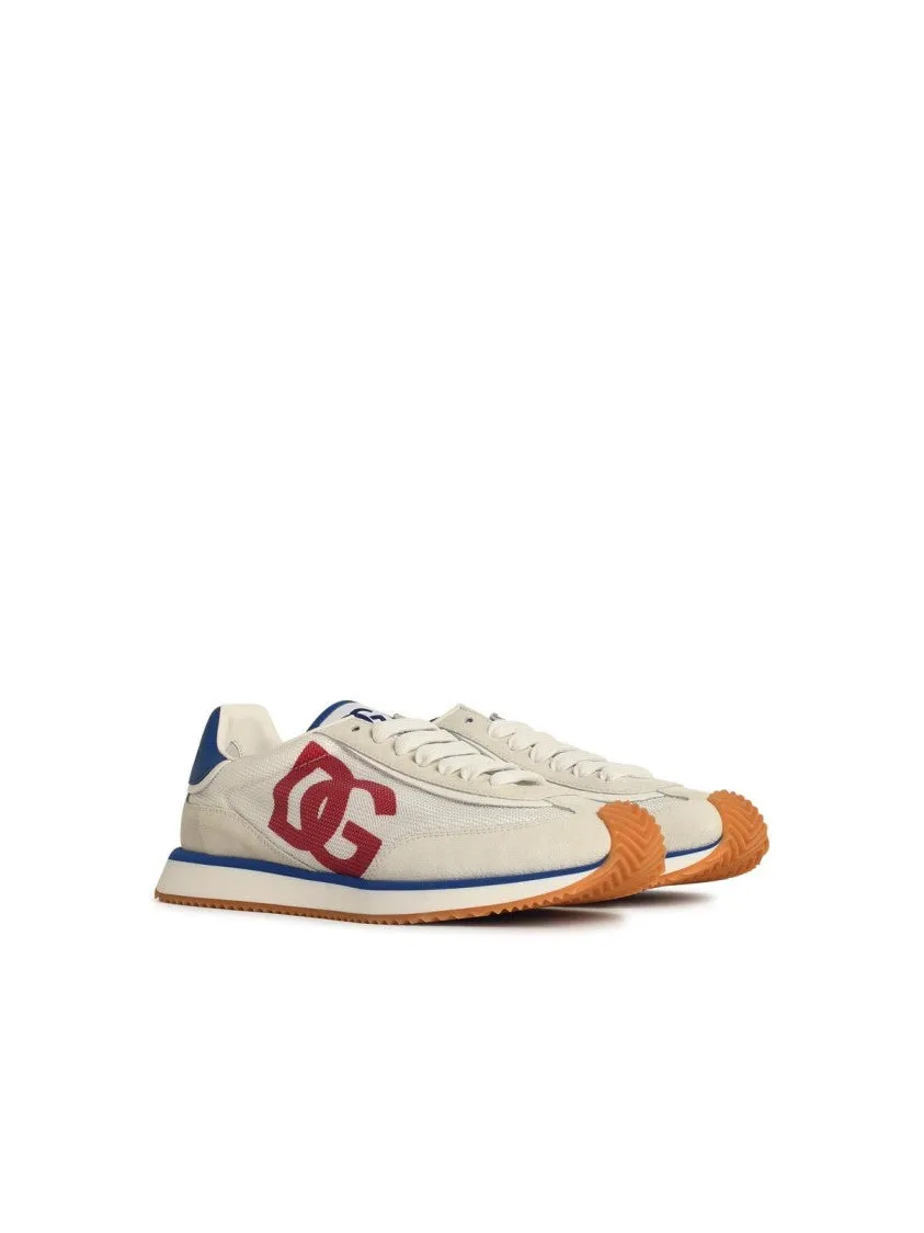 'Cushion' White Leather Blend Sneakers