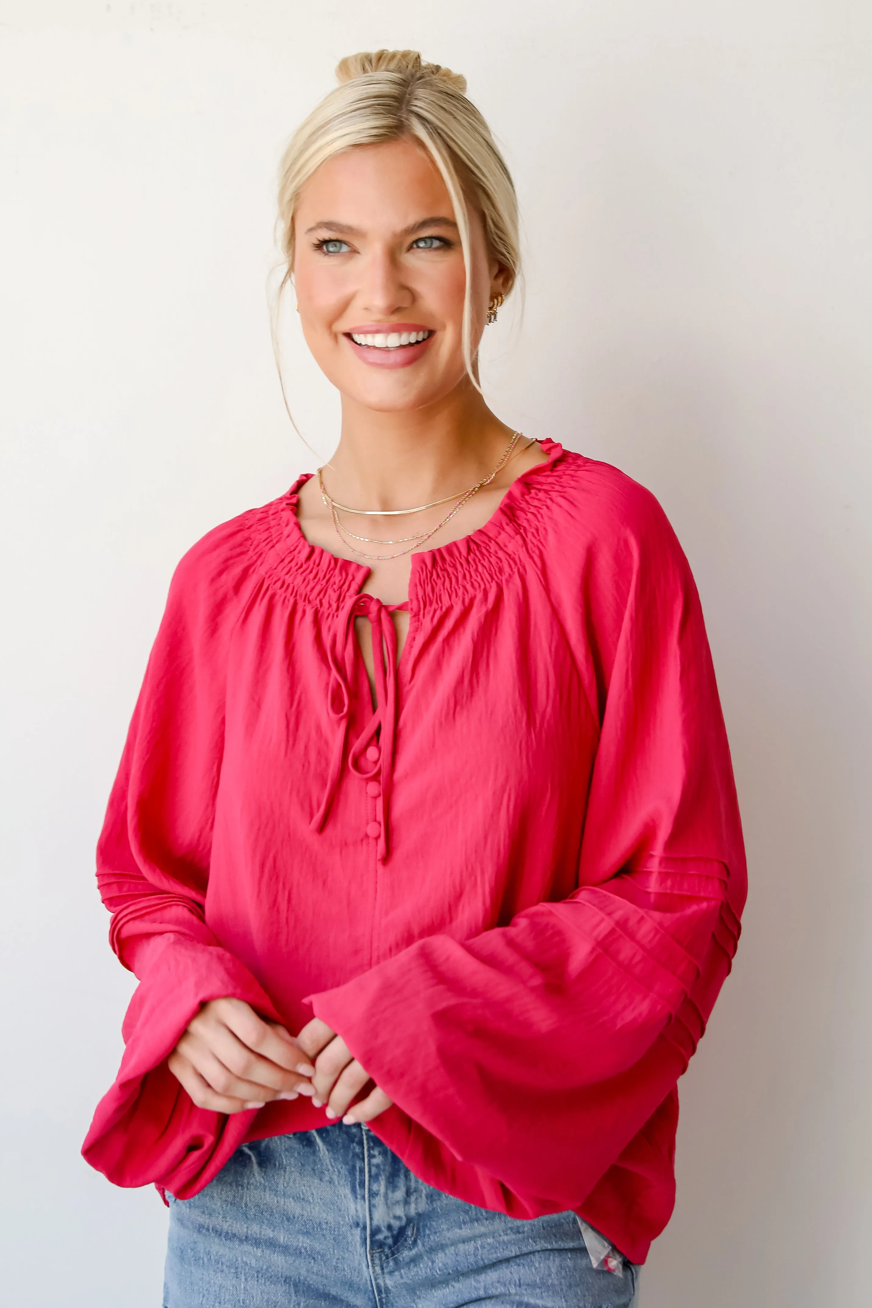 FINAL SALE - Adorable Impact Fuchsia Blouse