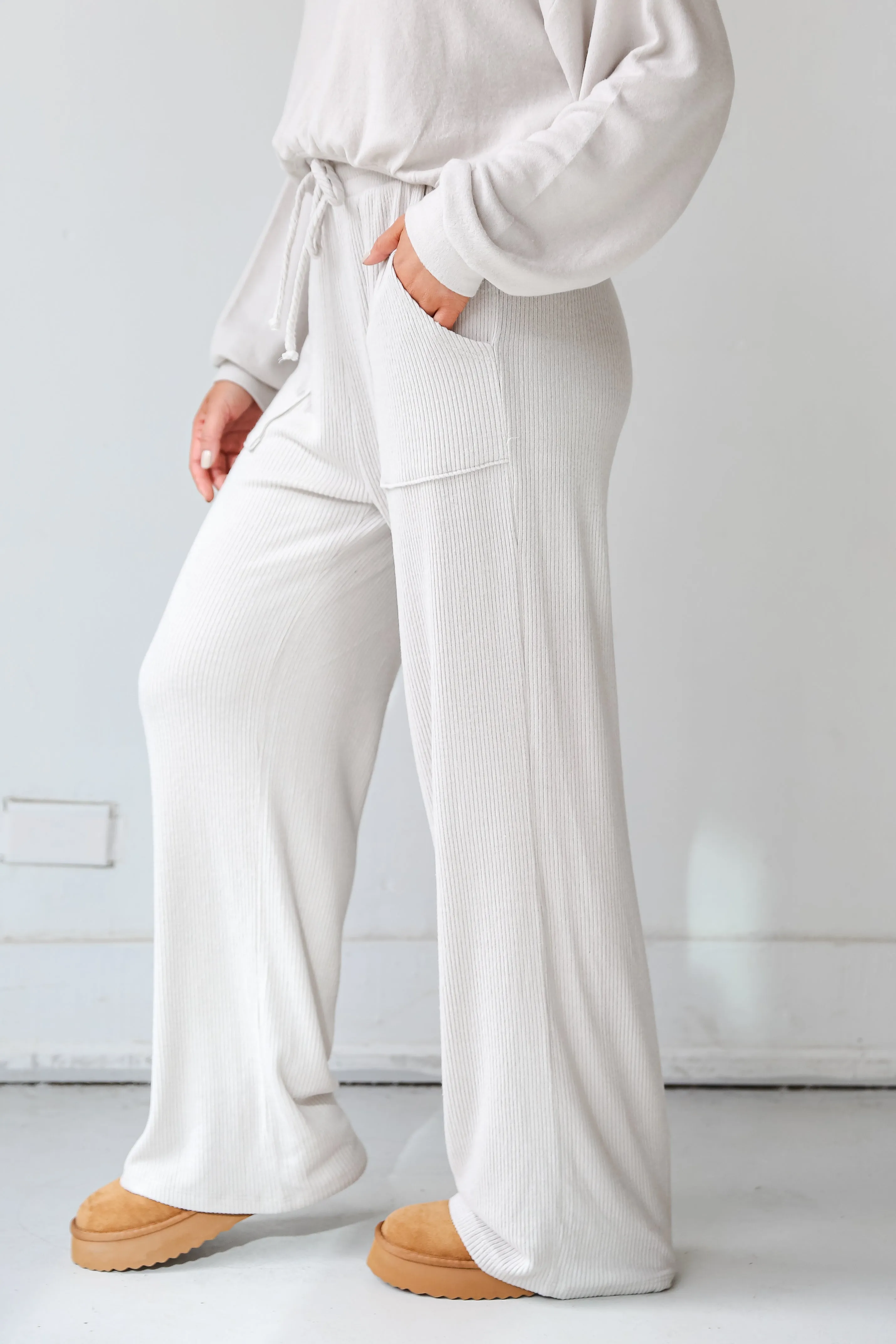 FINAL SALE - Homebody Brushed Ribbed Knit Lounge Pants - DOORBUSTER