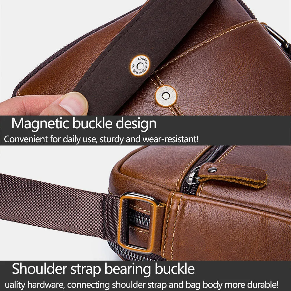 First Layer Cowhide Retro Large Capacity Shoulder Bag For Men