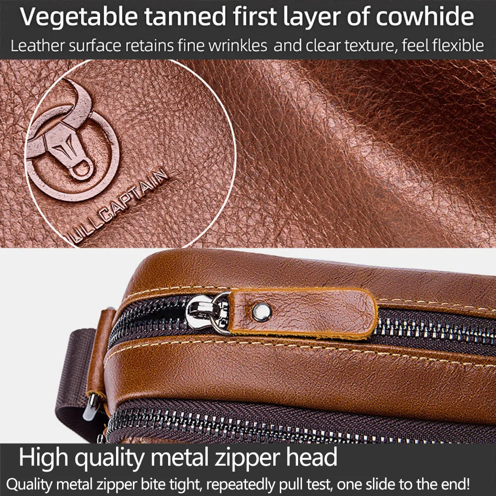 First Layer Cowhide Retro Large Capacity Shoulder Bag For Men