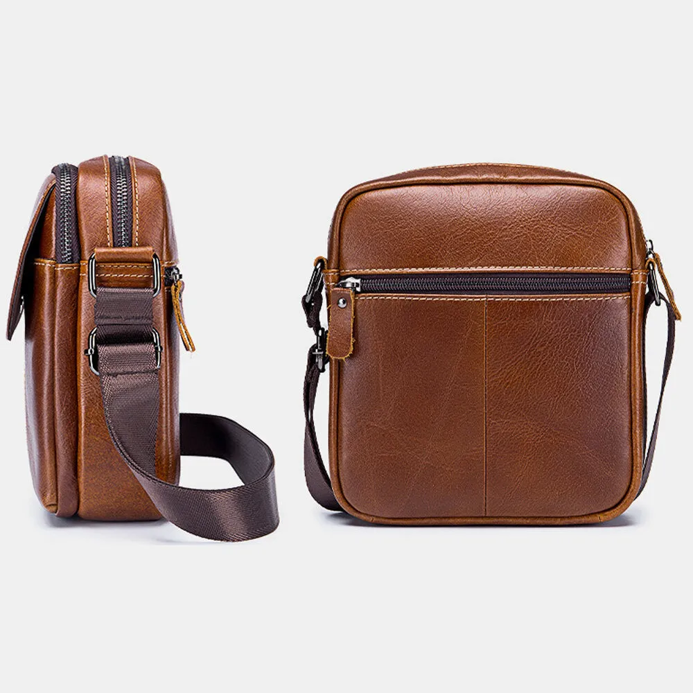 First Layer Cowhide Retro Large Capacity Shoulder Bag For Men