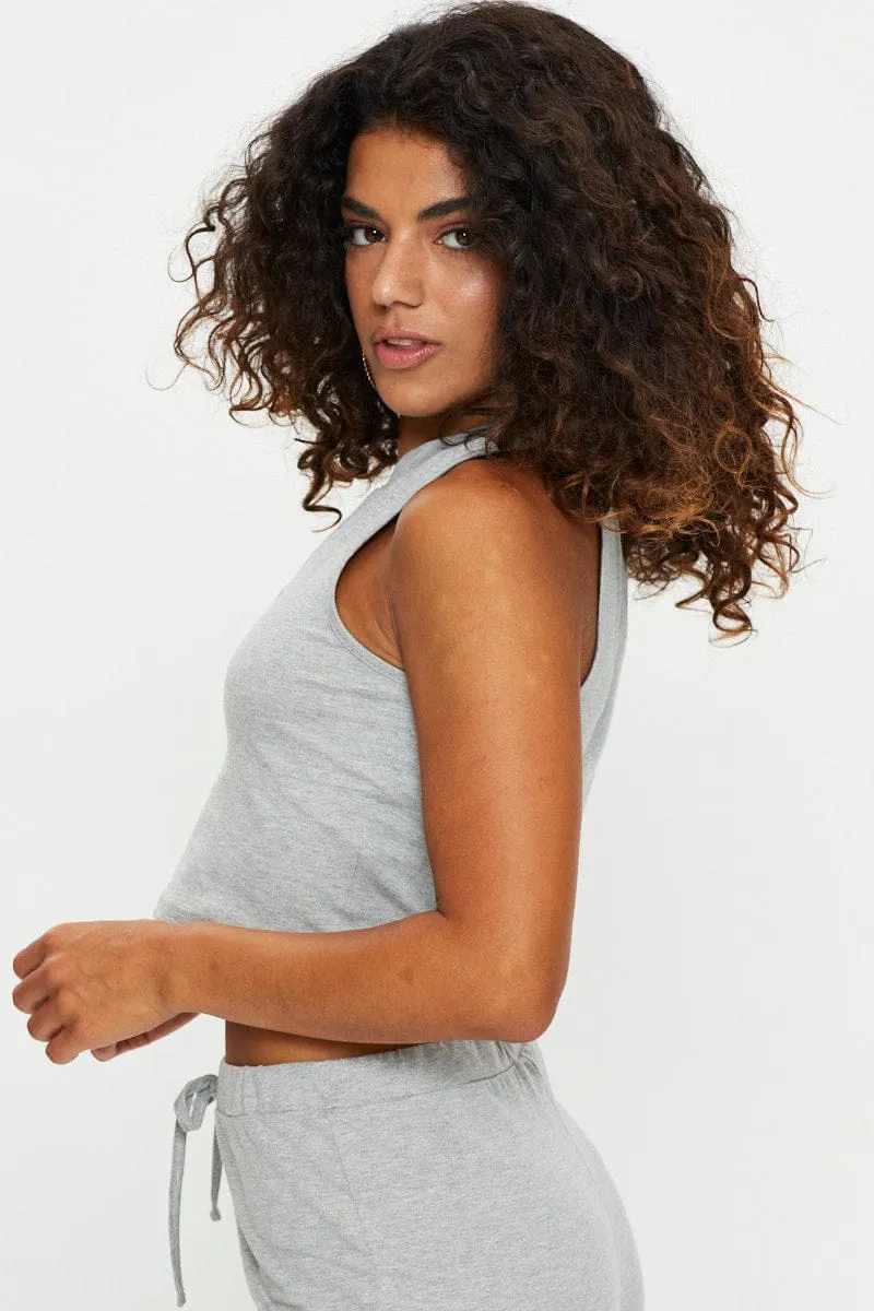 Grey Notch Detail Top