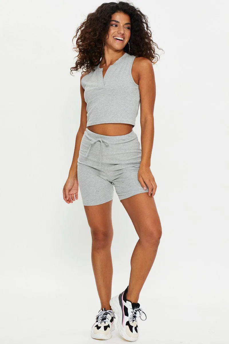 Grey Notch Detail Top