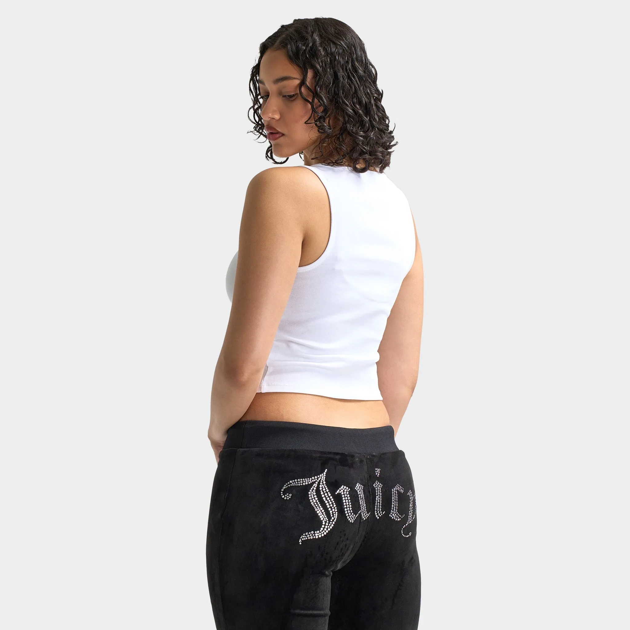 Juicy Couture Women's Cropped Fitted Graphic Tank / White