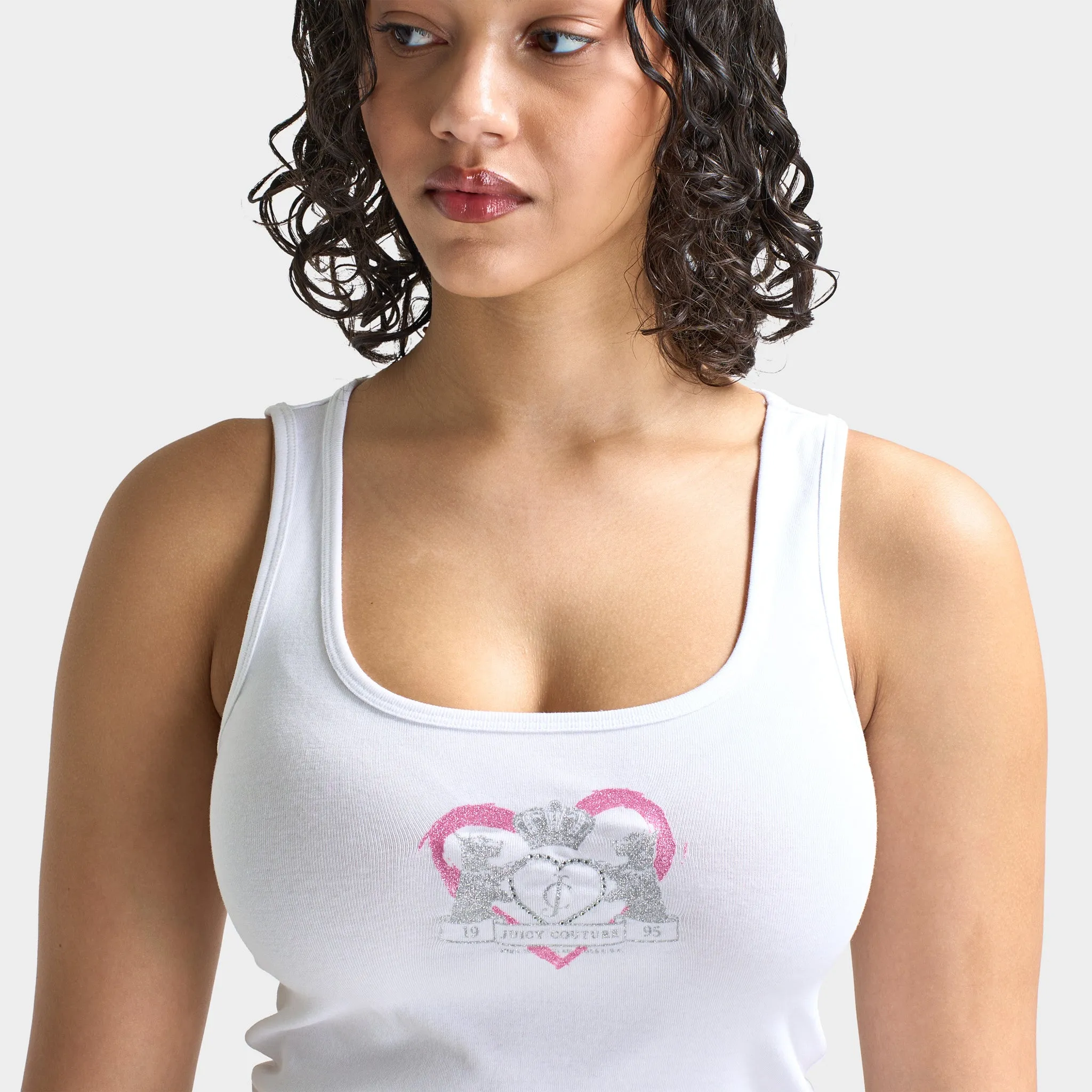 Juicy Couture Women's Cropped Fitted Graphic Tank / White