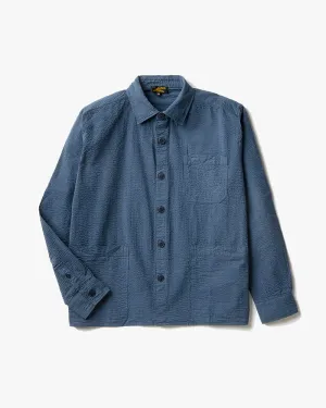 Le Mont St Michel Coban Seersucker Overshirt - Navy