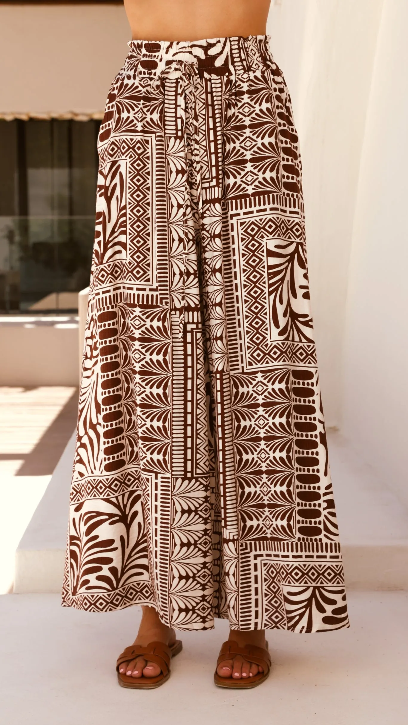 Lysandra Pants - Brown Geo Print