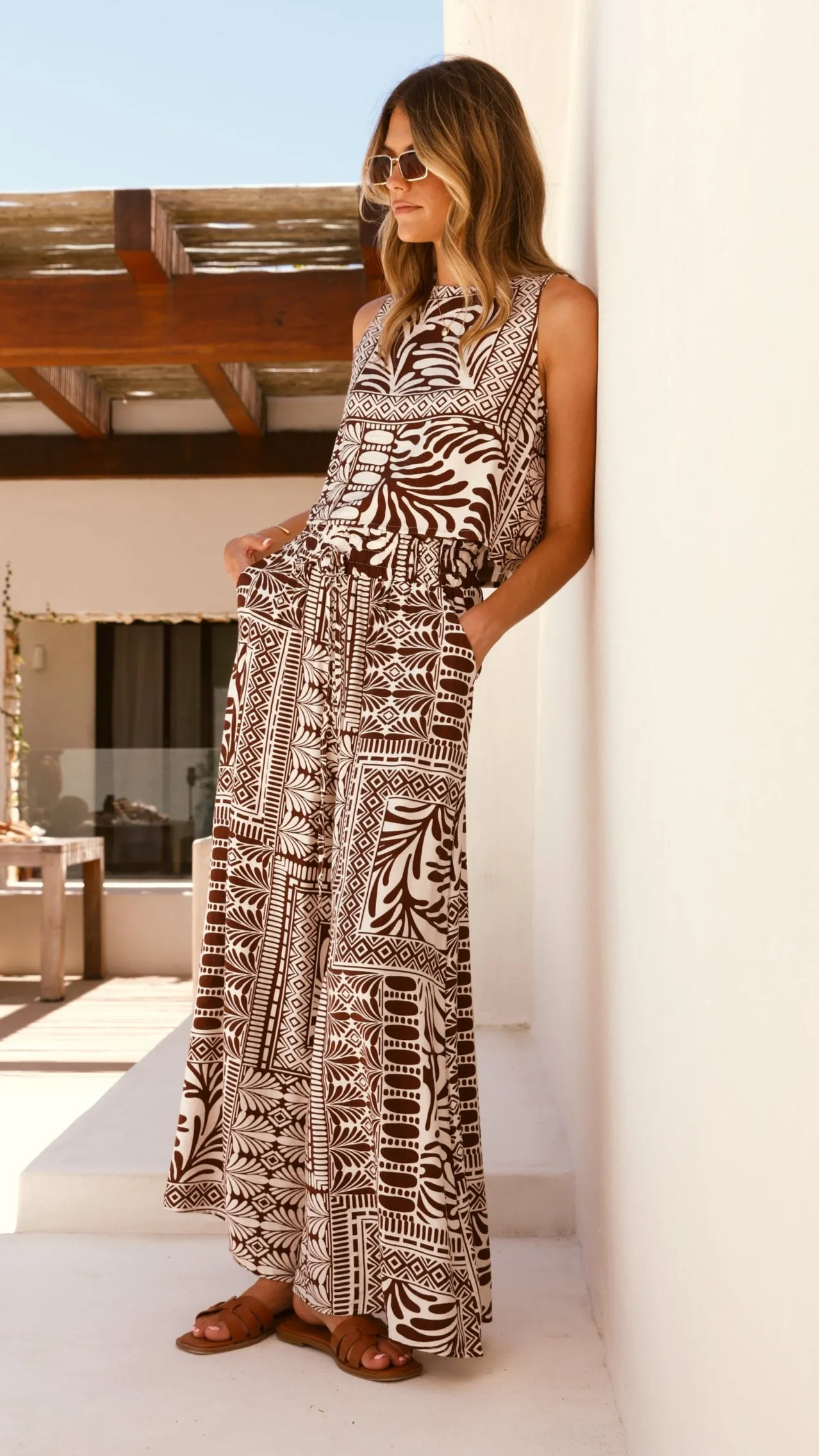 Lysandra Pants - Brown Geo Print