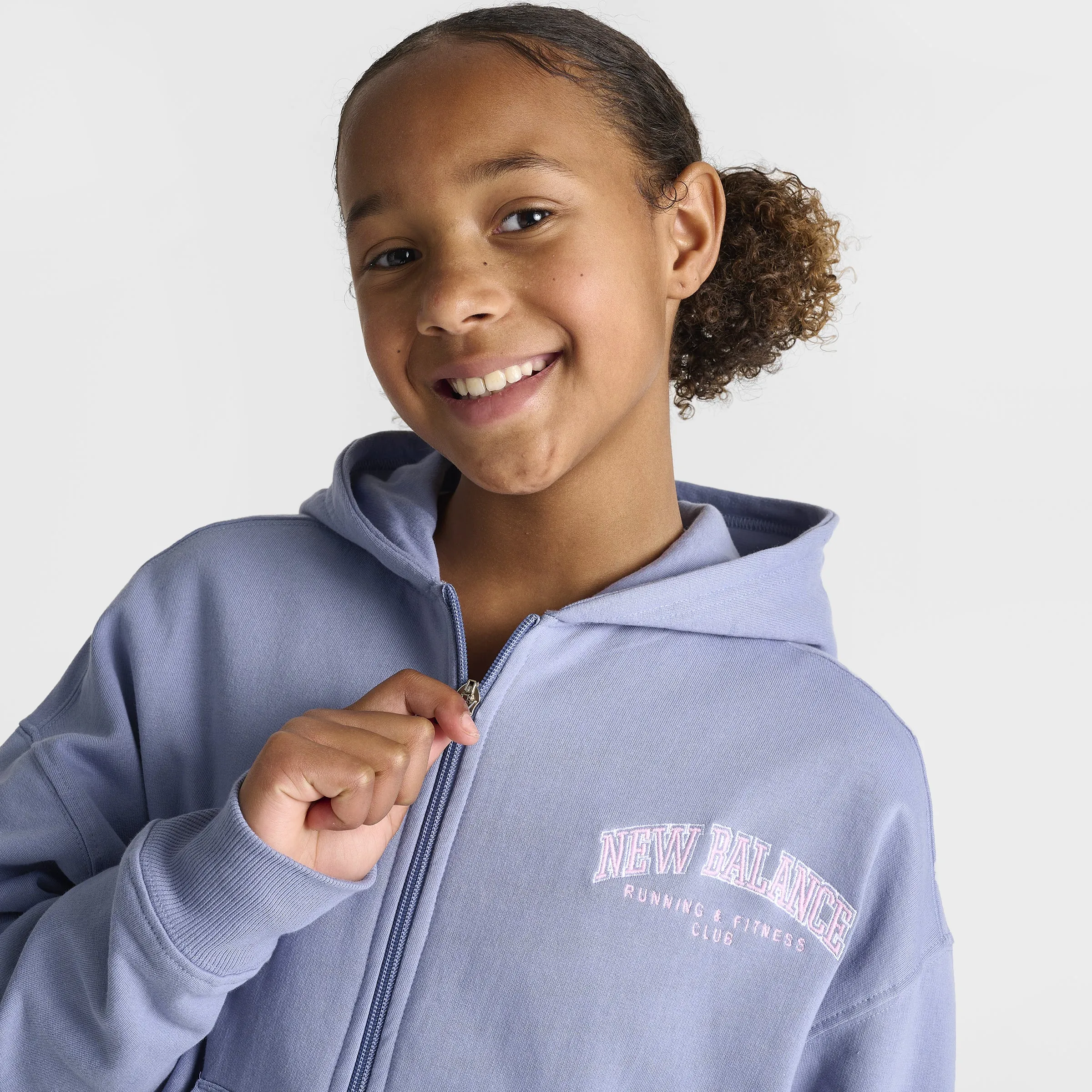 New Balance Junior Girls' Full Zip Hoodie / Dusk Shower