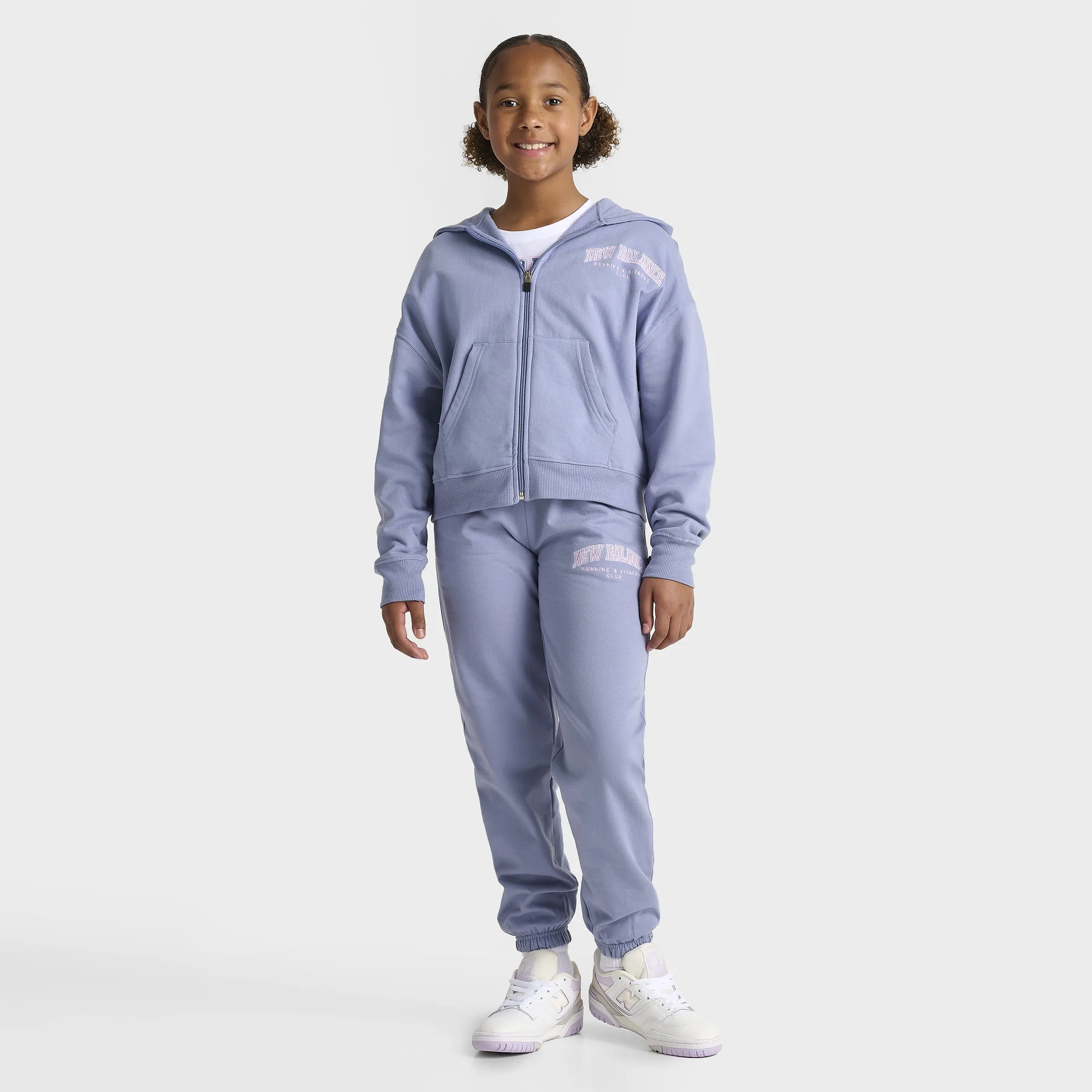 New Balance Junior Girls' Full Zip Hoodie / Dusk Shower
