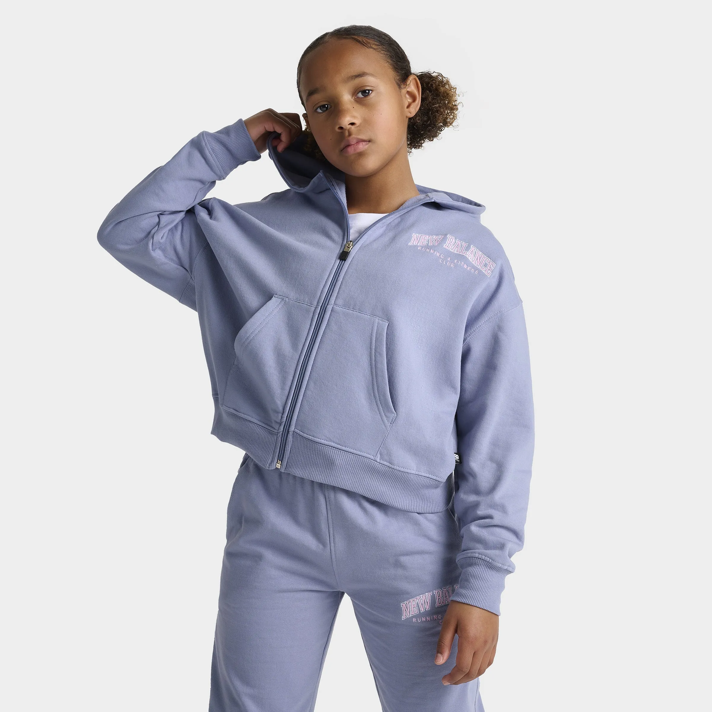 New Balance Junior Girls' Full Zip Hoodie / Dusk Shower