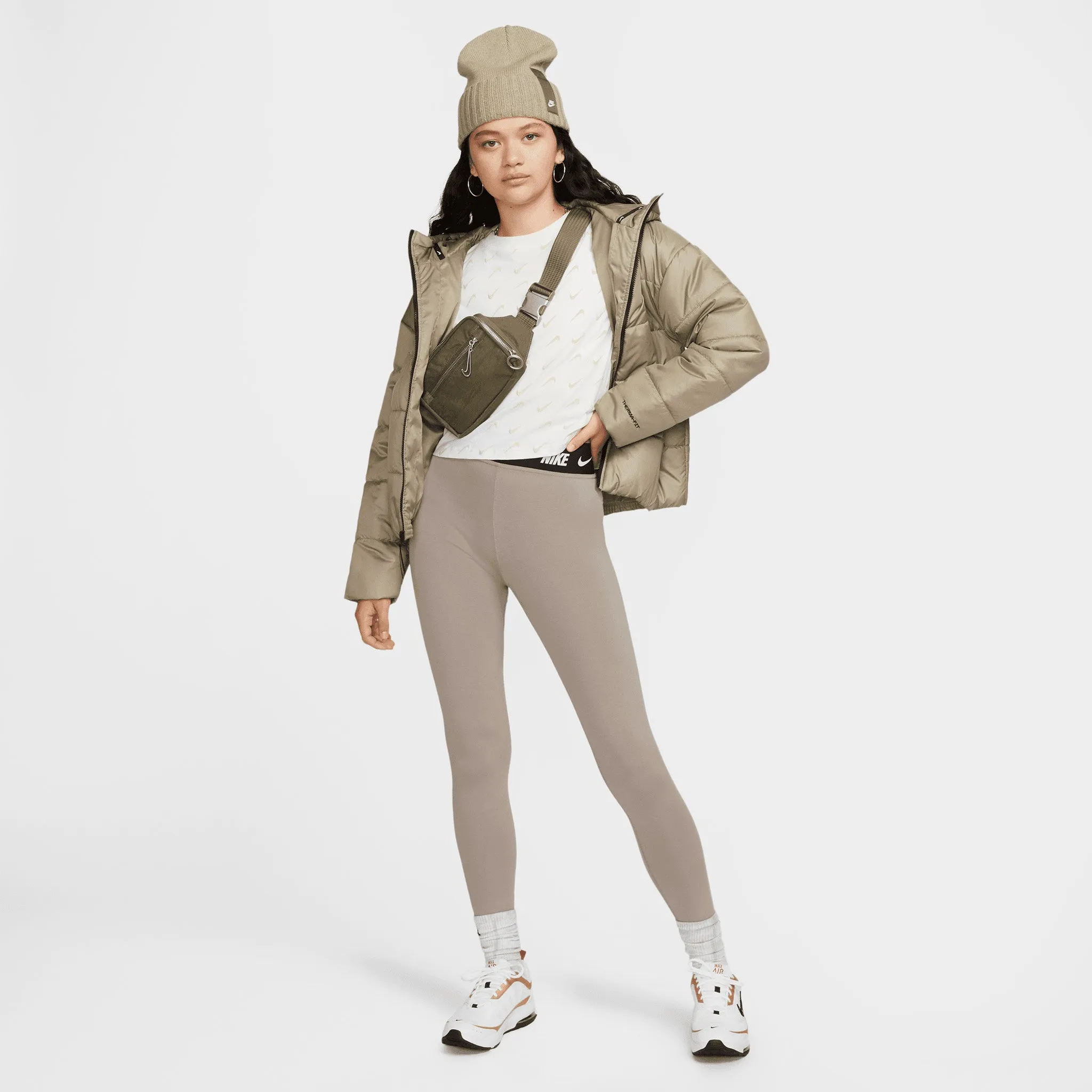 Nike Women's Sportswear Club High-Waisted Leggings Moon Fossil / Olive Grey