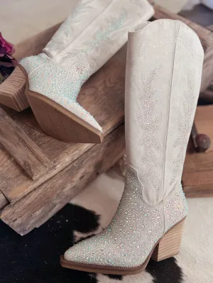 Very G Grey Rhinestone Western Style Boots*