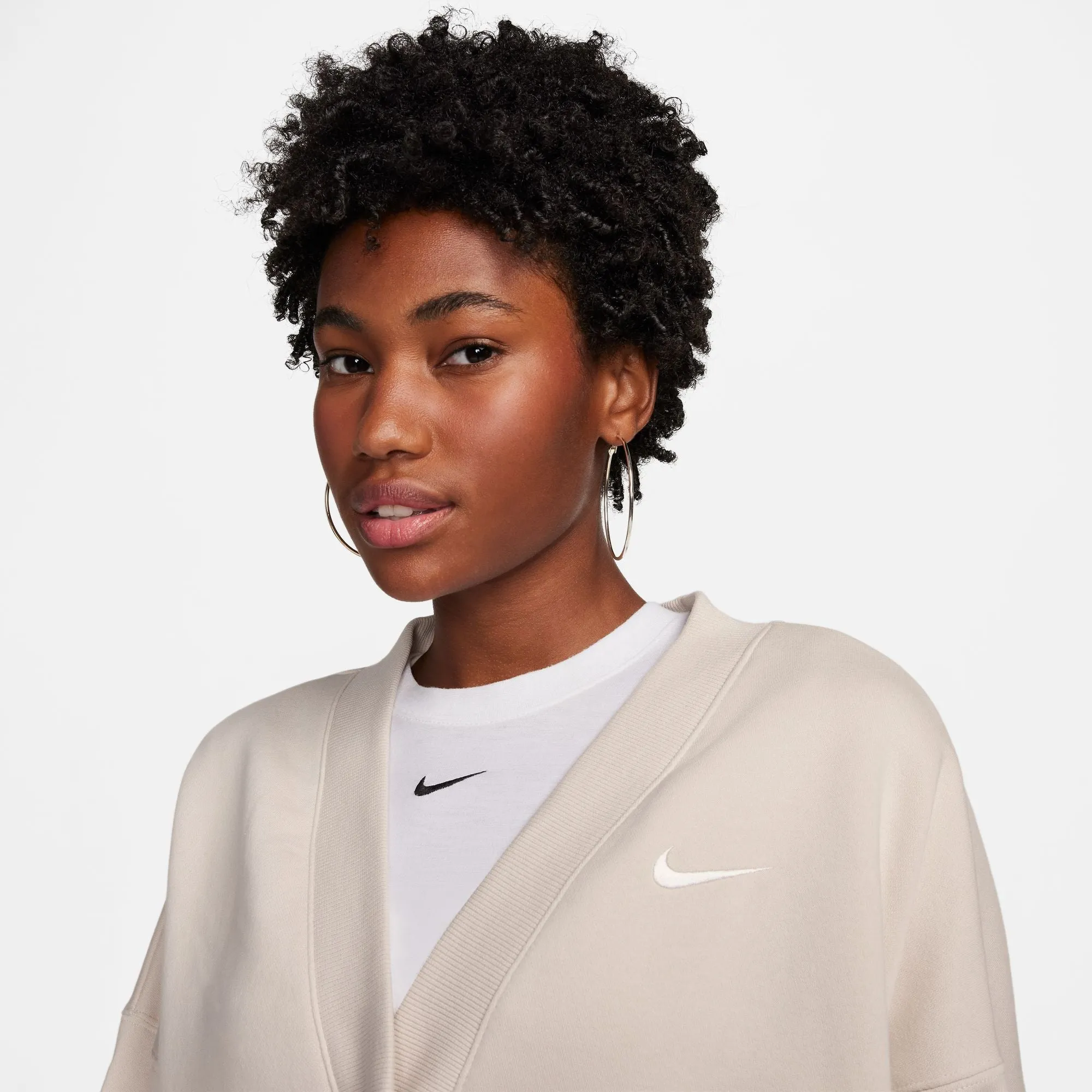 W OVERSIZED PHOENIX FLEECE CARDIGAN LT OREWOOD