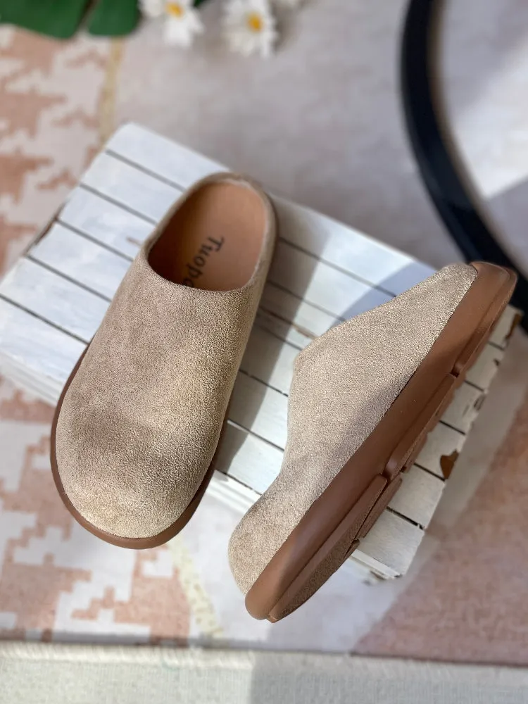 Women Summer Soft Sole Closed-Toe Half-Slip Birkenstock Flats