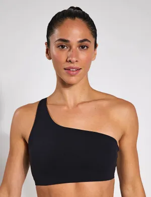 Zenvy Asymmetrical Light-Support Sports Bra - Black