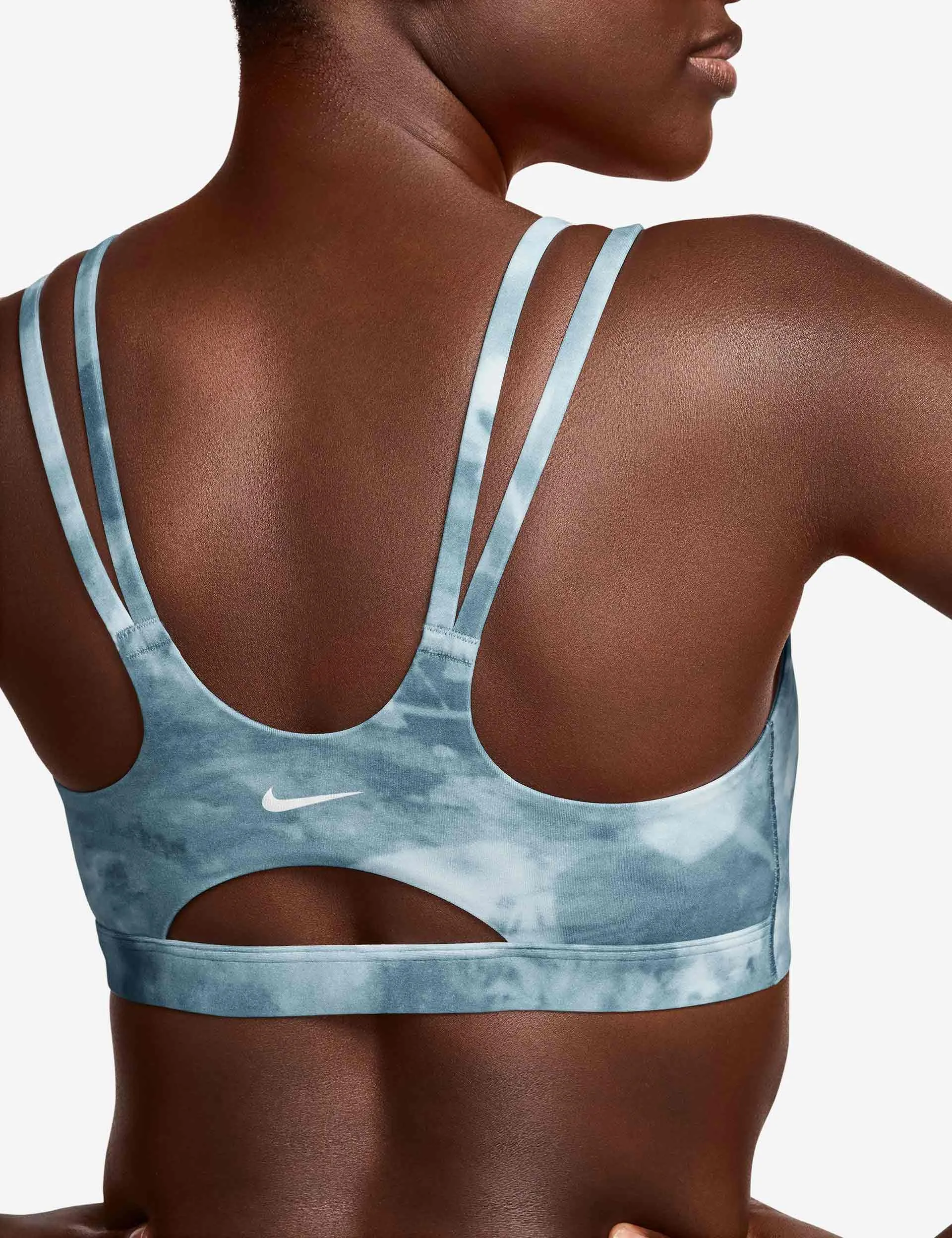 Zenvy Light Support Printed Sports Bra - Smokey Blue/White