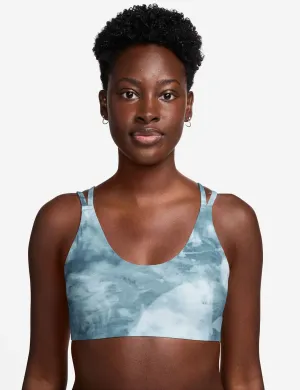 Zenvy Light Support Printed Sports Bra - Smokey Blue/White